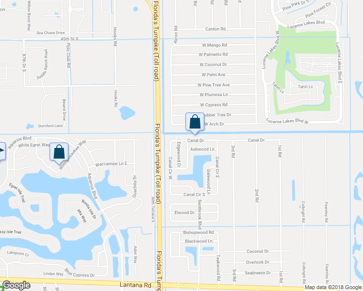 map of restaurants, bars, coffee shops, grocery stores, and more near 5234 Edgewood Drive in Lake Worth
