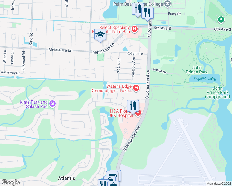 map of restaurants, bars, coffee shops, grocery stores, and more near 117 Palm Circle in Lake Worth