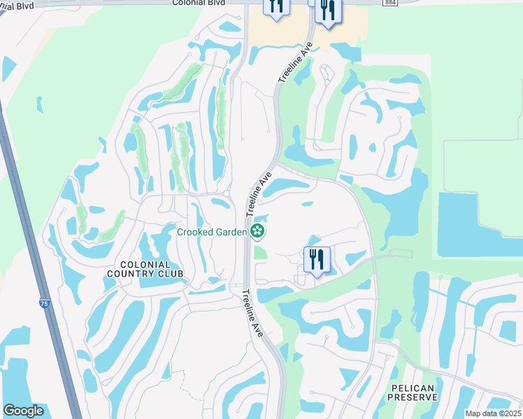 map of restaurants, bars, coffee shops, grocery stores, and more near 10510 Amiata Way in Fort Myers