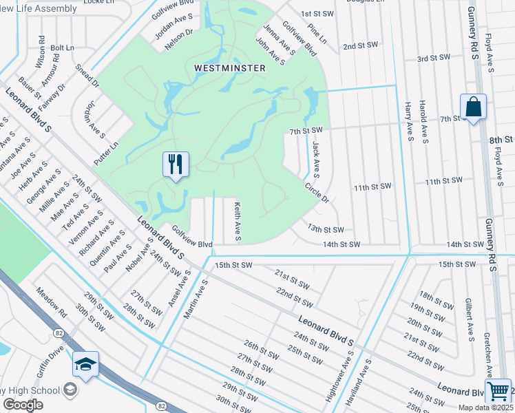 map of restaurants, bars, coffee shops, grocery stores, and more near 2316 Carnaby Court in Lehigh Acres
