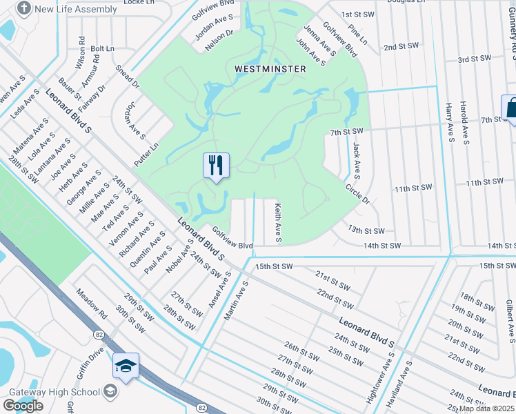 map of restaurants, bars, coffee shops, grocery stores, and more near 2213 Wayne Avenue South in Lehigh Acres