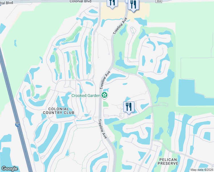 map of restaurants, bars, coffee shops, grocery stores, and more near 10510 Amiata Way in Fort Myers
