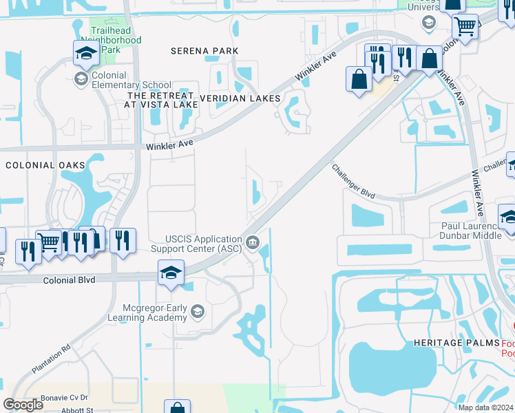 map of restaurants, bars, coffee shops, grocery stores, and more near 4160 Umbria Lane in Fort Myers