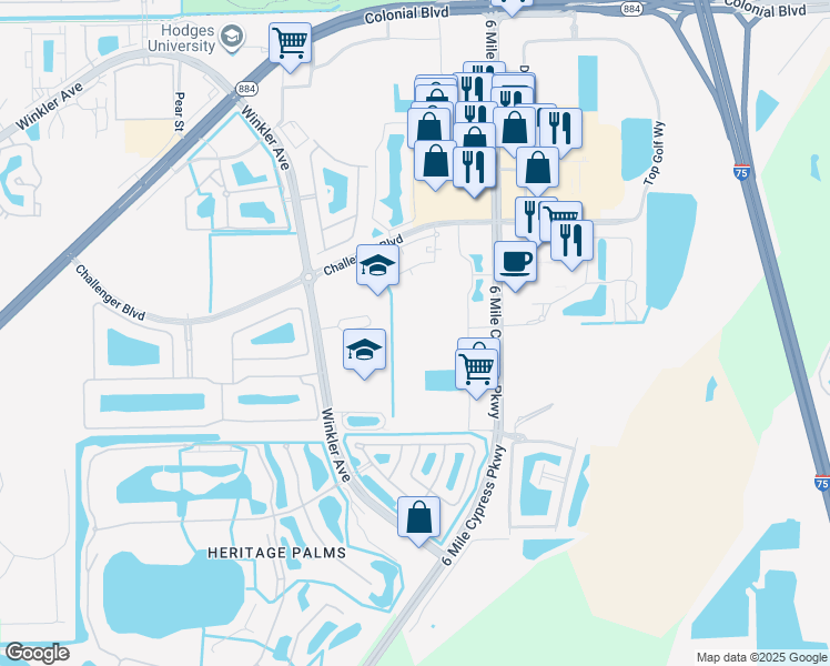 map of restaurants, bars, coffee shops, grocery stores, and more near 8416 Bernwood Cove Loop in Fort Myers