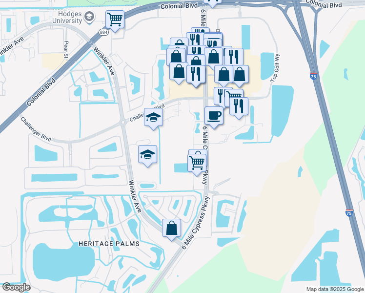 map of restaurants, bars, coffee shops, grocery stores, and more near 8513 Bernwood Cove Loop in Fort Myers