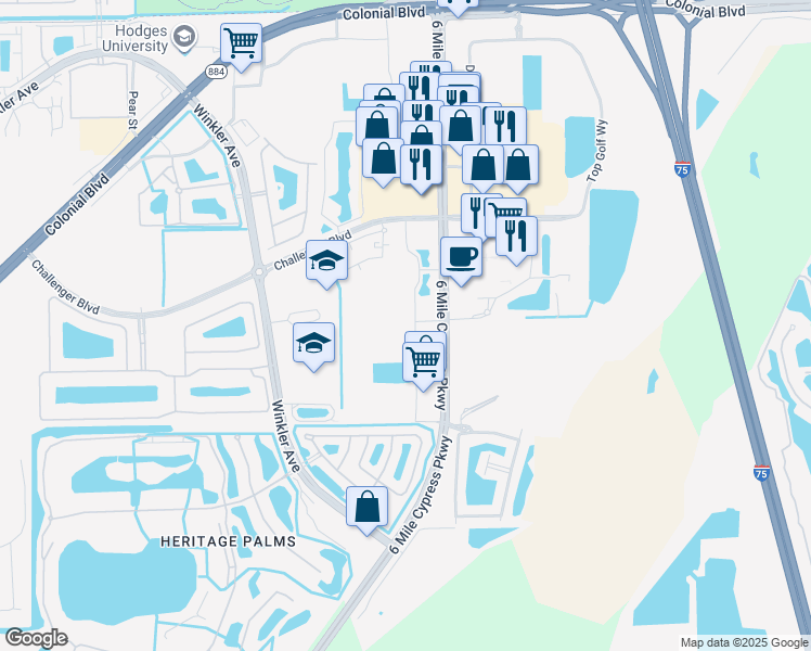 map of restaurants, bars, coffee shops, grocery stores, and more near 8546 Bernwood Cove Loop in Fort Myers