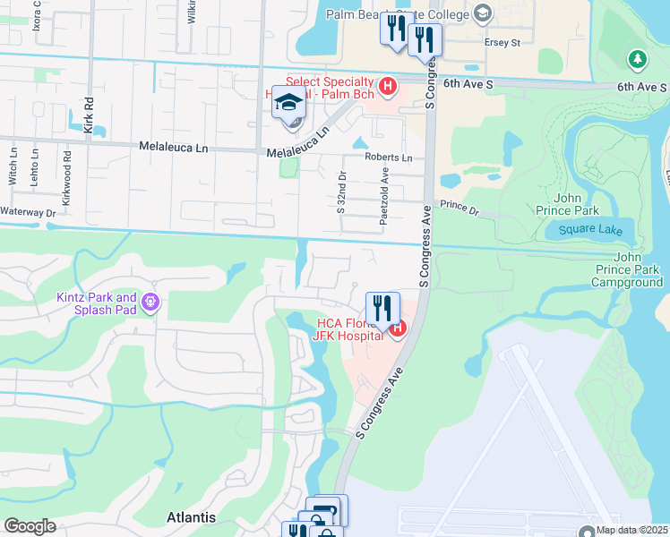 map of restaurants, bars, coffee shops, grocery stores, and more near 105 Palm Circle in Lake Worth