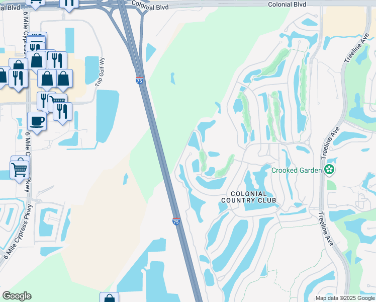 map of restaurants, bars, coffee shops, grocery stores, and more near 10088 Oakhurst Way in Fort Myers