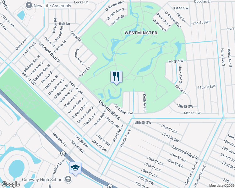 map of restaurants, bars, coffee shops, grocery stores, and more near 2211 Kendall Avenue South in Lehigh Acres