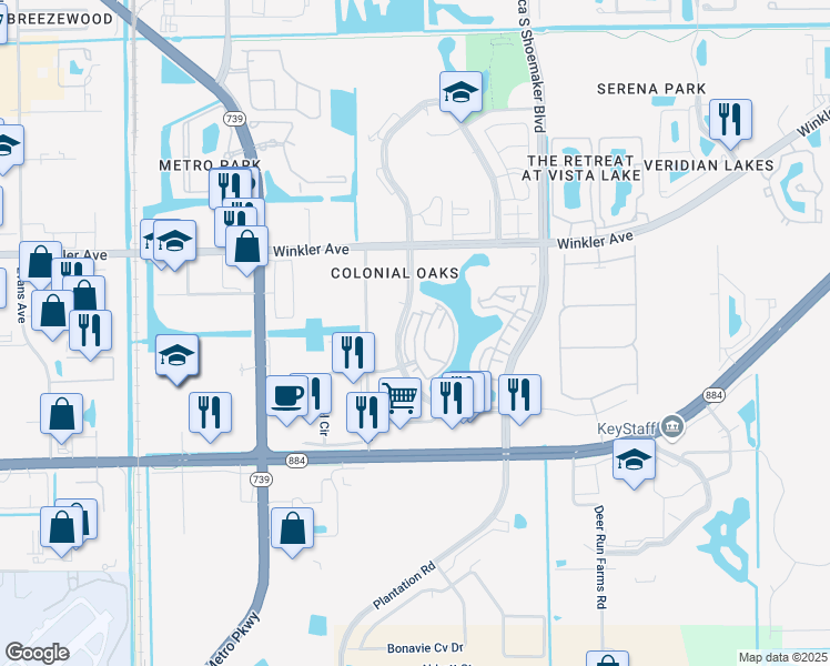 map of restaurants, bars, coffee shops, grocery stores, and more near in Fort Myers
