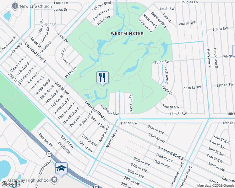 map of restaurants, bars, coffee shops, grocery stores, and more near 4853 North Keith Avenue in Lehigh Acres