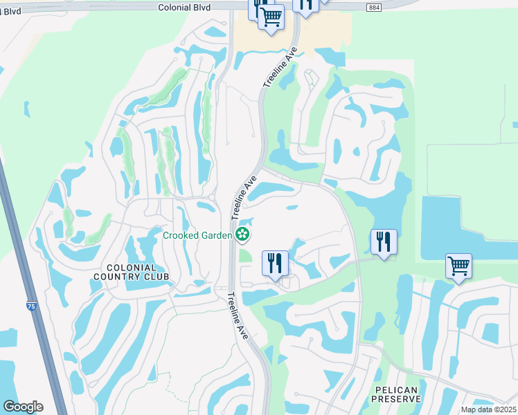 map of restaurants, bars, coffee shops, grocery stores, and more near 10520 Amiata Way in Fort Myers