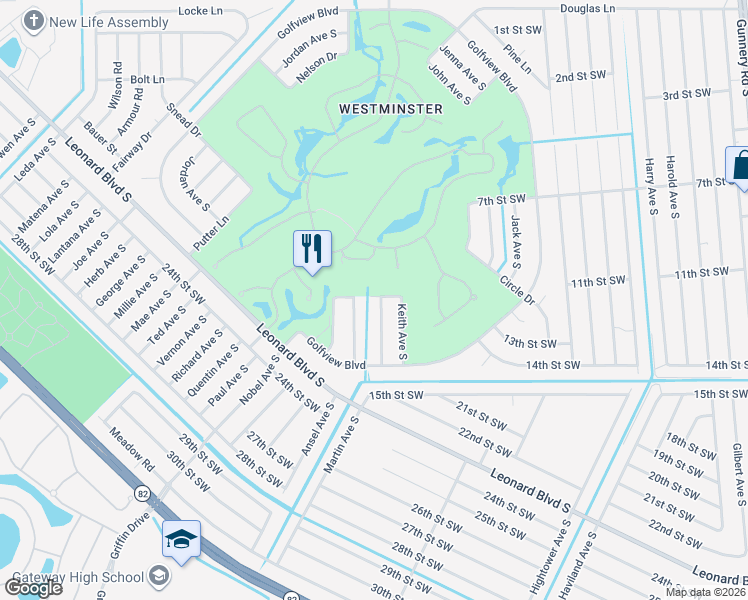 map of restaurants, bars, coffee shops, grocery stores, and more near 4853 North Keith Avenue in Lehigh Acres