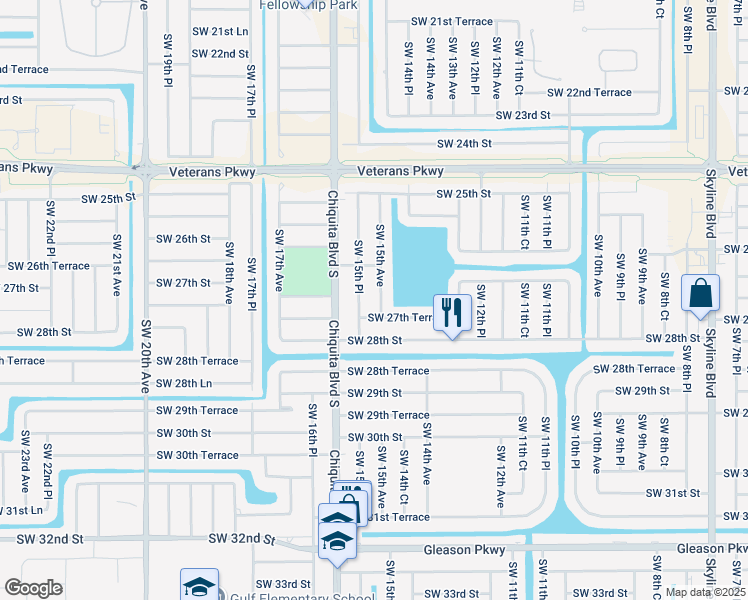 map of restaurants, bars, coffee shops, grocery stores, and more near 2613 Southwest 15th Avenue in Cape Coral
