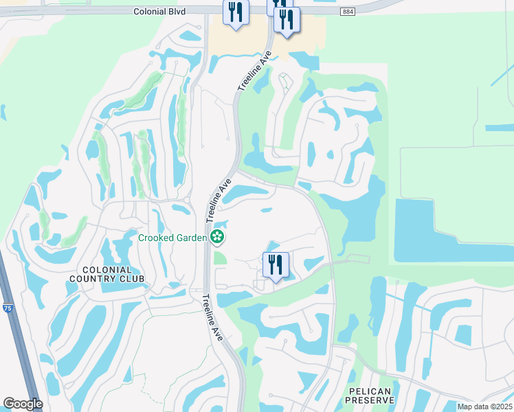 map of restaurants, bars, coffee shops, grocery stores, and more near 10540 Amiata Way in Fort Myers