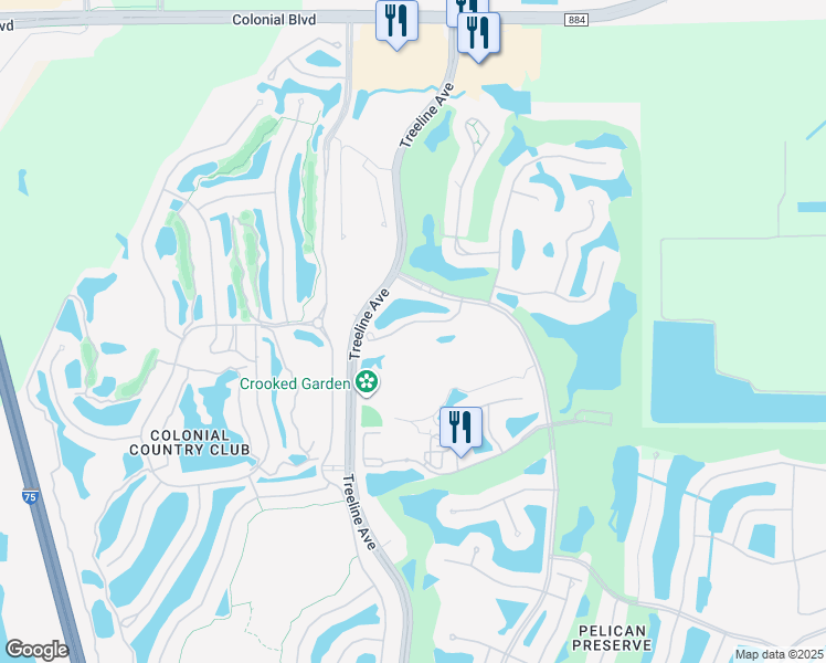 map of restaurants, bars, coffee shops, grocery stores, and more near 10540 Amiata Way in Fort Myers