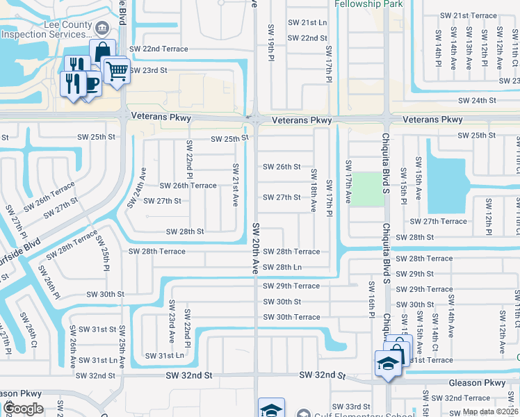 map of restaurants, bars, coffee shops, grocery stores, and more near 2700 Southwest 20th Avenue in Cape Coral