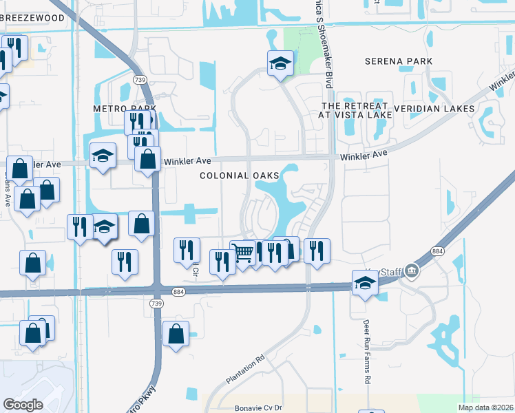 map of restaurants, bars, coffee shops, grocery stores, and more near 4328 Cortina Circle in Fort Myers