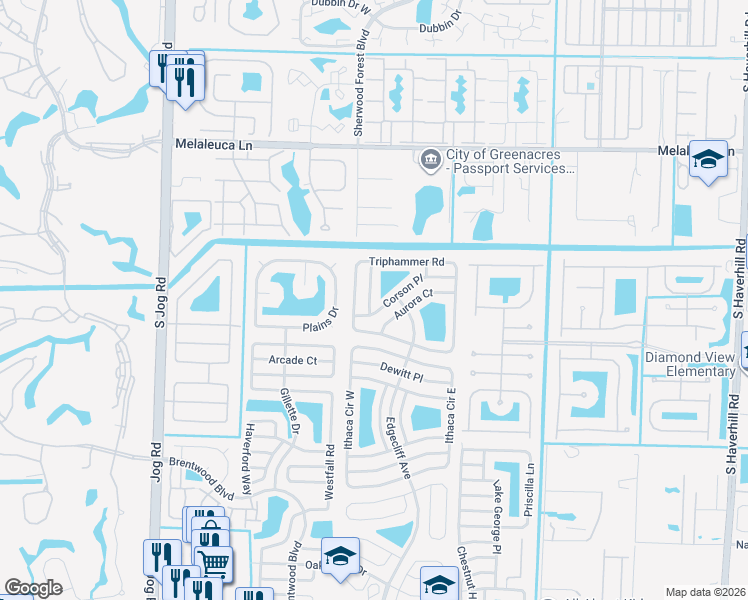 map of restaurants, bars, coffee shops, grocery stores, and more near 5905 Corson Place in Lake Worth