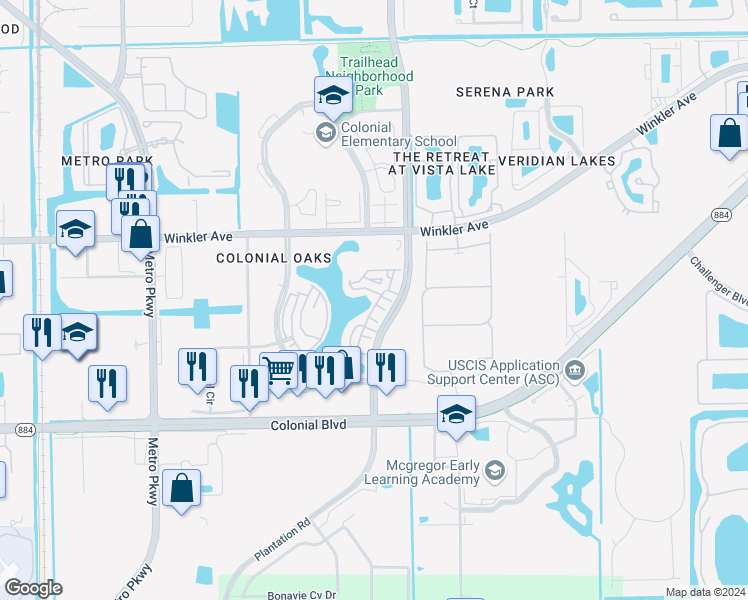 map of restaurants, bars, coffee shops, grocery stores, and more near 4191 Bellasol Circle in Fort Myers