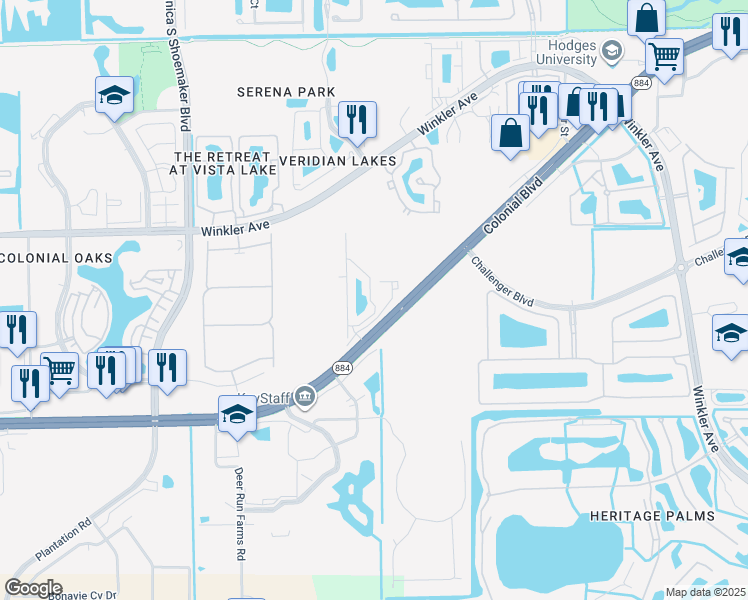 map of restaurants, bars, coffee shops, grocery stores, and more near 4135 Ambrosia Drive in Fort Myers