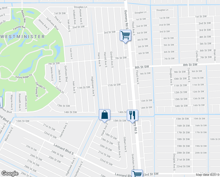 map of restaurants, bars, coffee shops, grocery stores, and more near 1100 Harold Avenue South in Lehigh Acres