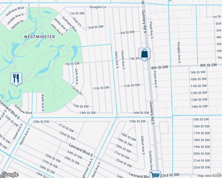 map of restaurants, bars, coffee shops, grocery stores, and more near 1105 Hightower Avenue South in Lehigh Acres