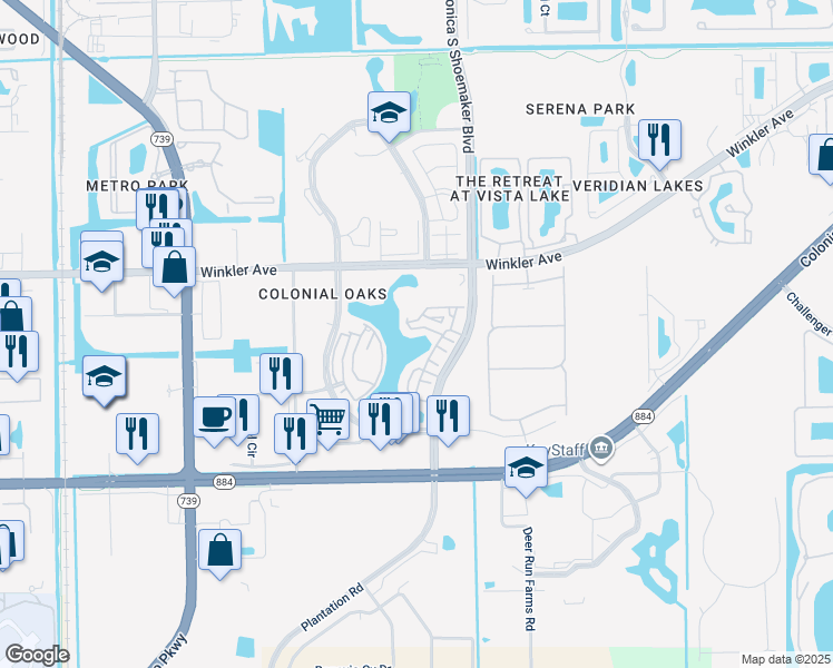 map of restaurants, bars, coffee shops, grocery stores, and more near 4214 Bellasol Circle in Fort Myers