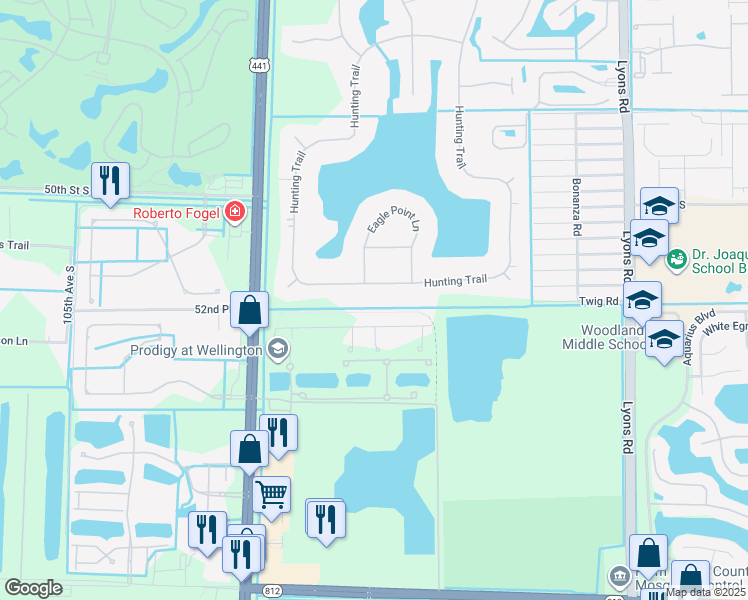 map of restaurants, bars, coffee shops, grocery stores, and more near 9970 Twigg Road in Lake Worth