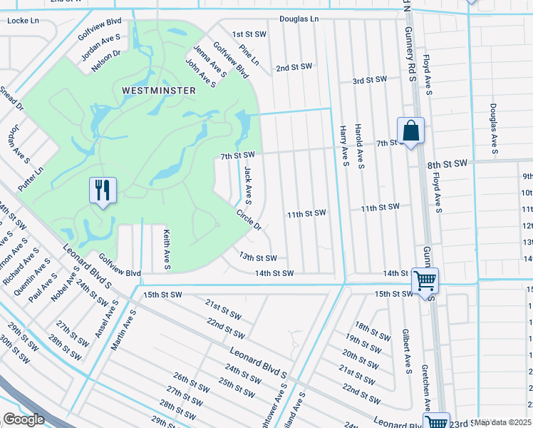 map of restaurants, bars, coffee shops, grocery stores, and more near 4536 Golfview Boulevard in Lehigh Acres