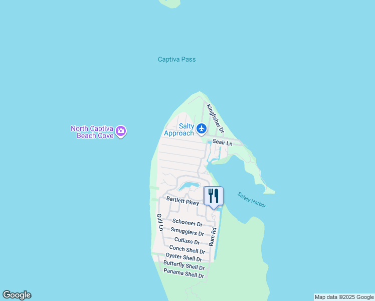 map of restaurants, bars, coffee shops, grocery stores, and more near 4541 Oro Pesos Lane in Captiva