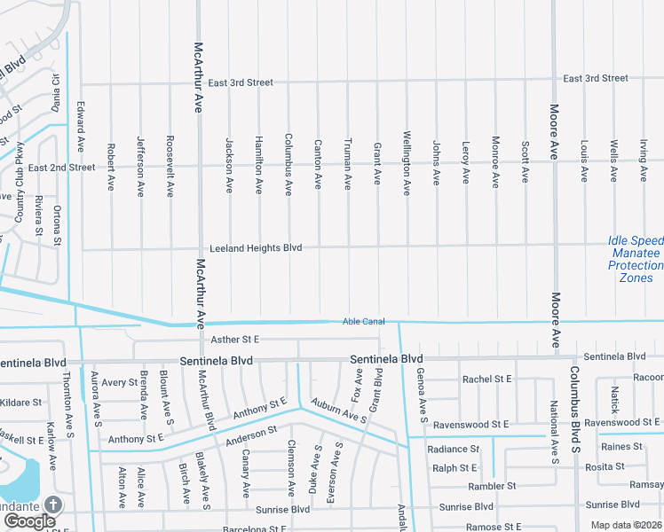 map of restaurants, bars, coffee shops, grocery stores, and more near 18 Canton Avenue in Lehigh Acres