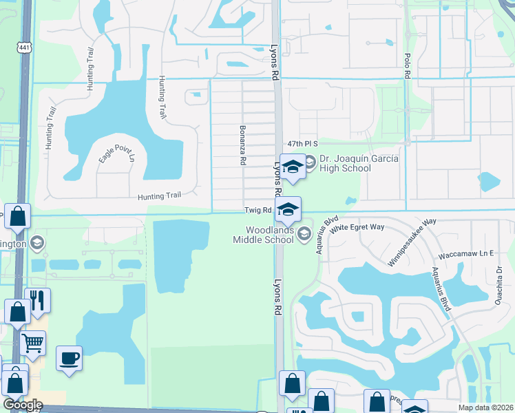 map of restaurants, bars, coffee shops, grocery stores, and more near 9033 Twig Road in Lake Worth
