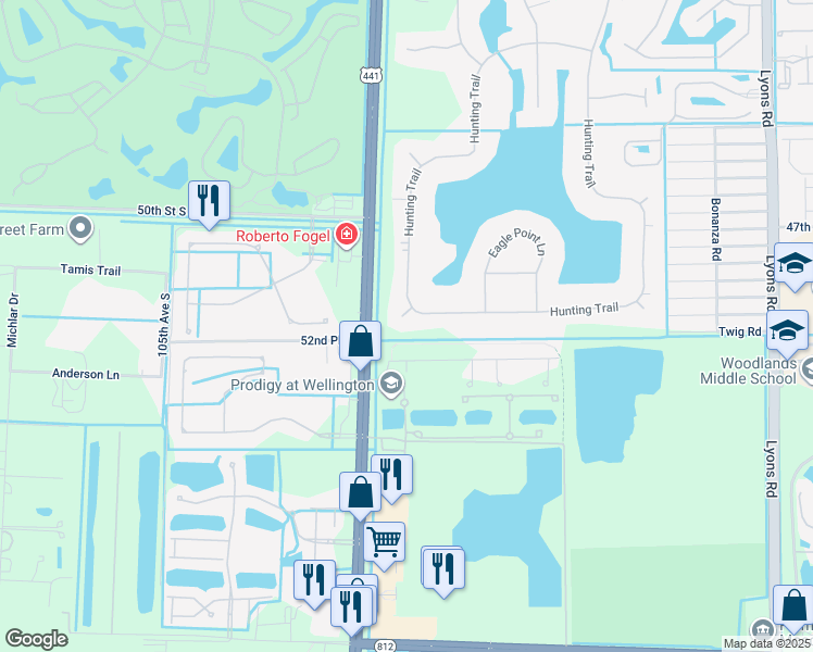 map of restaurants, bars, coffee shops, grocery stores, and more near 9674 Mosler Trail in Lake Worth