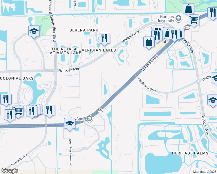 map of restaurants, bars, coffee shops, grocery stores, and more near 4160 Ambrosia Drive in Fort Myers