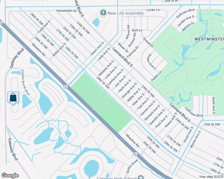 map of restaurants, bars, coffee shops, grocery stores, and more near 4973 28th Street Southwest in Lehigh Acres