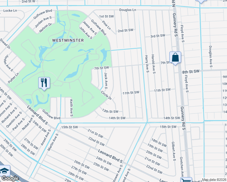 map of restaurants, bars, coffee shops, grocery stores, and more near 4536 Golfview Boulevard in Lehigh Acres