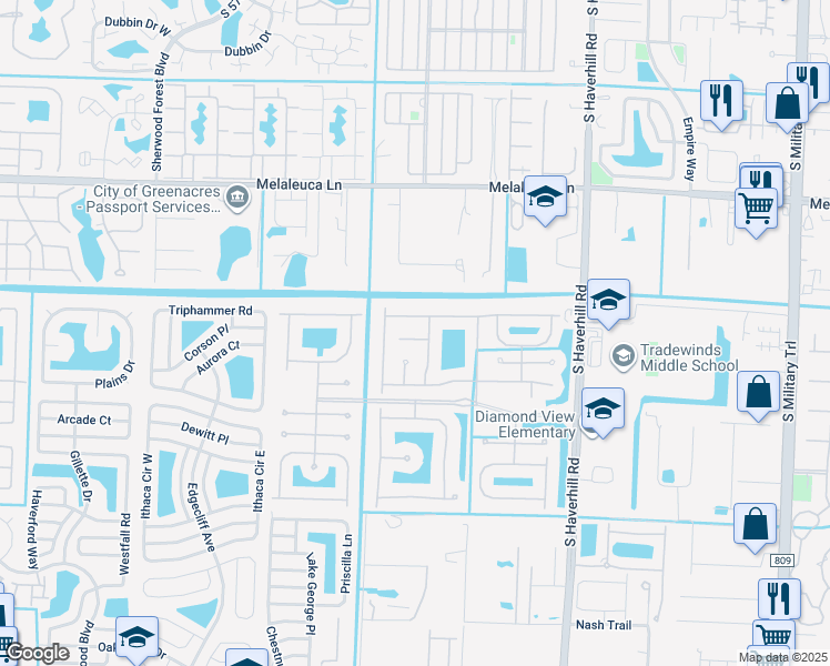 map of restaurants, bars, coffee shops, grocery stores, and more near 5087 Saturn Ring Court in Greenacres