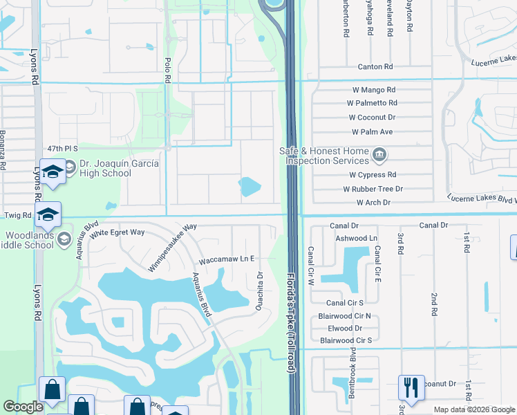 map of restaurants, bars, coffee shops, grocery stores, and more near 8296 Vaulting Drive in Greenacres