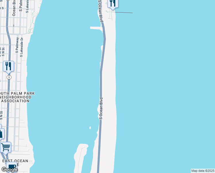 map of restaurants, bars, coffee shops, grocery stores, and more near 3300 South Ocean Boulevard in Palm Beach