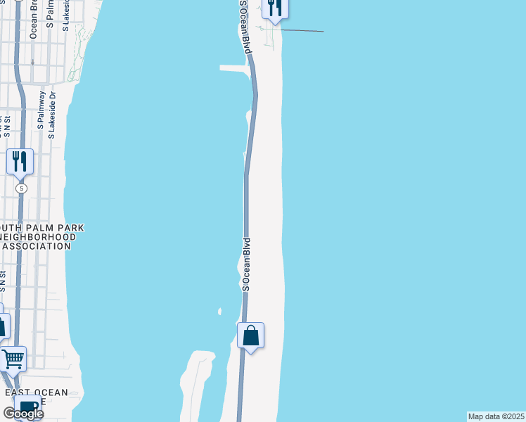 map of restaurants, bars, coffee shops, grocery stores, and more near 3300 South Ocean Boulevard in Palm Beach