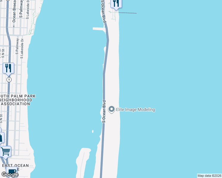 map of restaurants, bars, coffee shops, grocery stores, and more near 3250 South Ocean Boulevard in Palm Beach