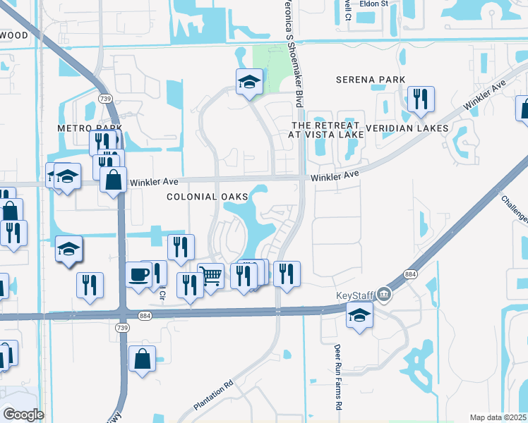 map of restaurants, bars, coffee shops, grocery stores, and more near 4191 Bellasol Circle in Fort Myers
