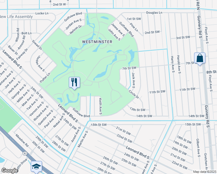 map of restaurants, bars, coffee shops, grocery stores, and more near 2252 Granby Drive in Lehigh Acres
