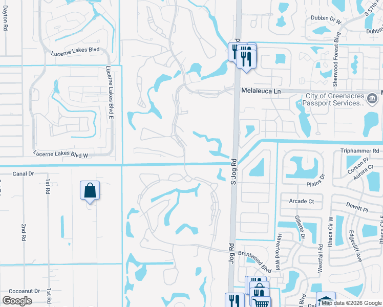 map of restaurants, bars, coffee shops, grocery stores, and more near 4766 Fountains Drive South in Lake Worth