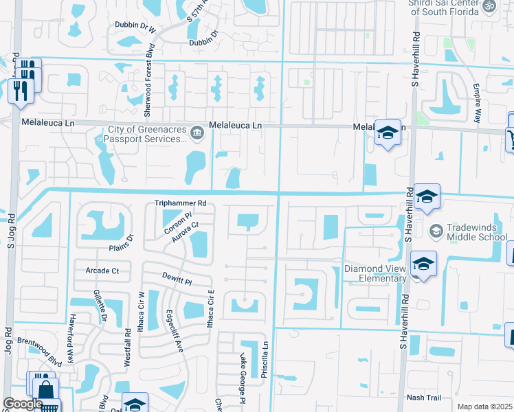 map of restaurants, bars, coffee shops, grocery stores, and more near 5509 Baja Terrace in Greenacres