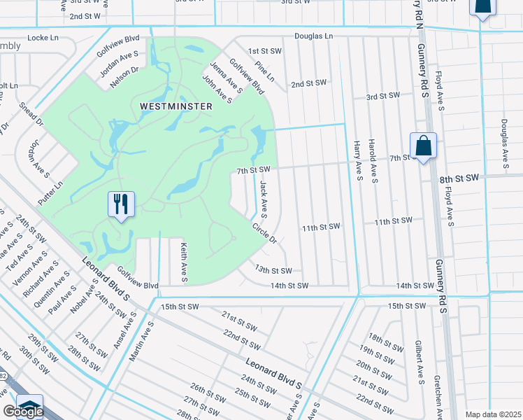 map of restaurants, bars, coffee shops, grocery stores, and more near 720 Jack Avenue South in Lehigh Acres