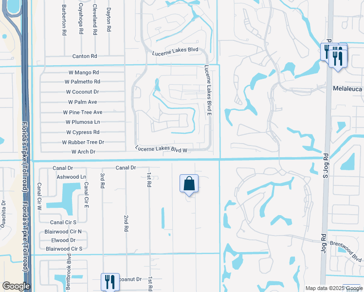 map of restaurants, bars, coffee shops, grocery stores, and more near 4723 Lucerne Lakes Boulevard East in Lake Worth