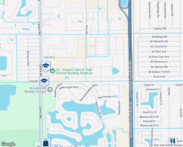 map of restaurants, bars, coffee shops, grocery stores, and more near 5041 Beland Drive in Lake Worth