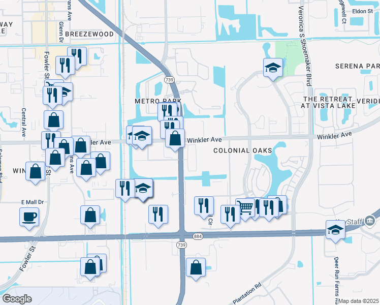 map of restaurants, bars, coffee shops, grocery stores, and more near 4103 Castilla Circle in Fort Myers